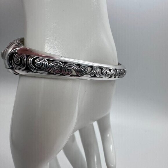 Brighton Bracelet Hinged Silver Tone Imitation Pearls Cuff Magnetic Closure - Picture 12 of 14